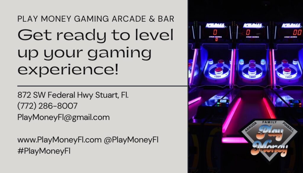 Play Money Gaming Arcade and Bar promotional image with arcade machines